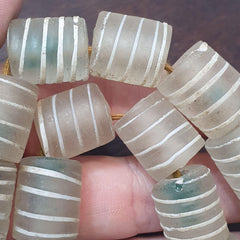 Venetian style white candy glass beads beaded necklace