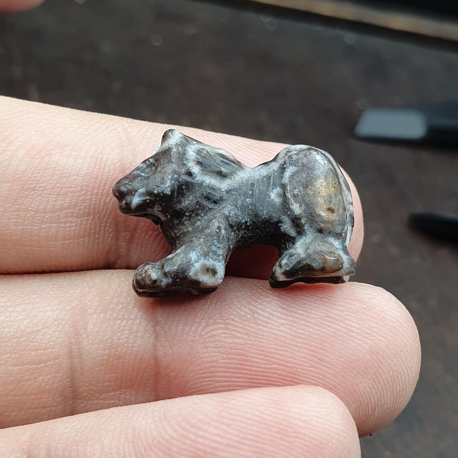 Ancient middle eastern animal figurine jasper amulet beads