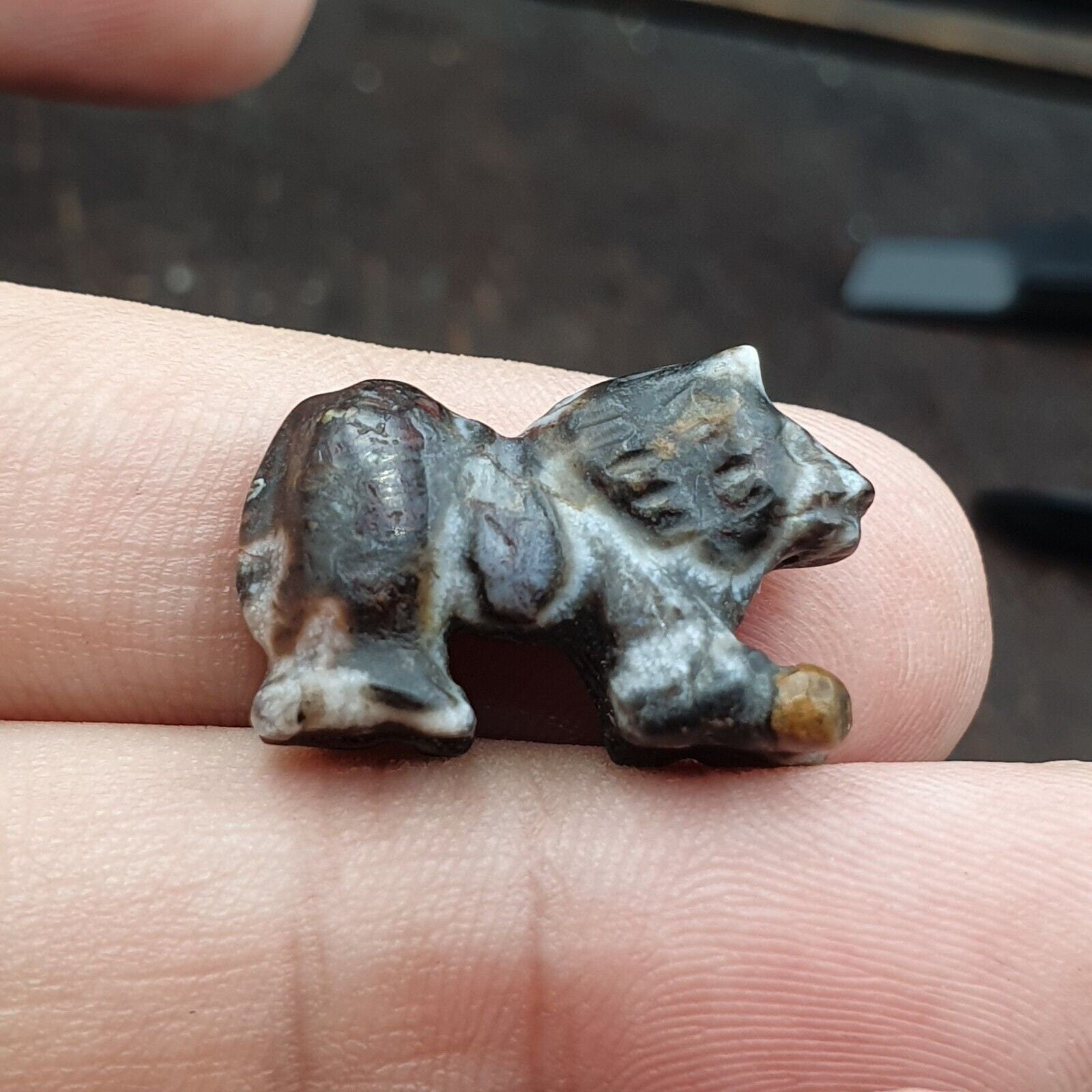 Ancient middle eastern animal figurine jasper amulet beads
