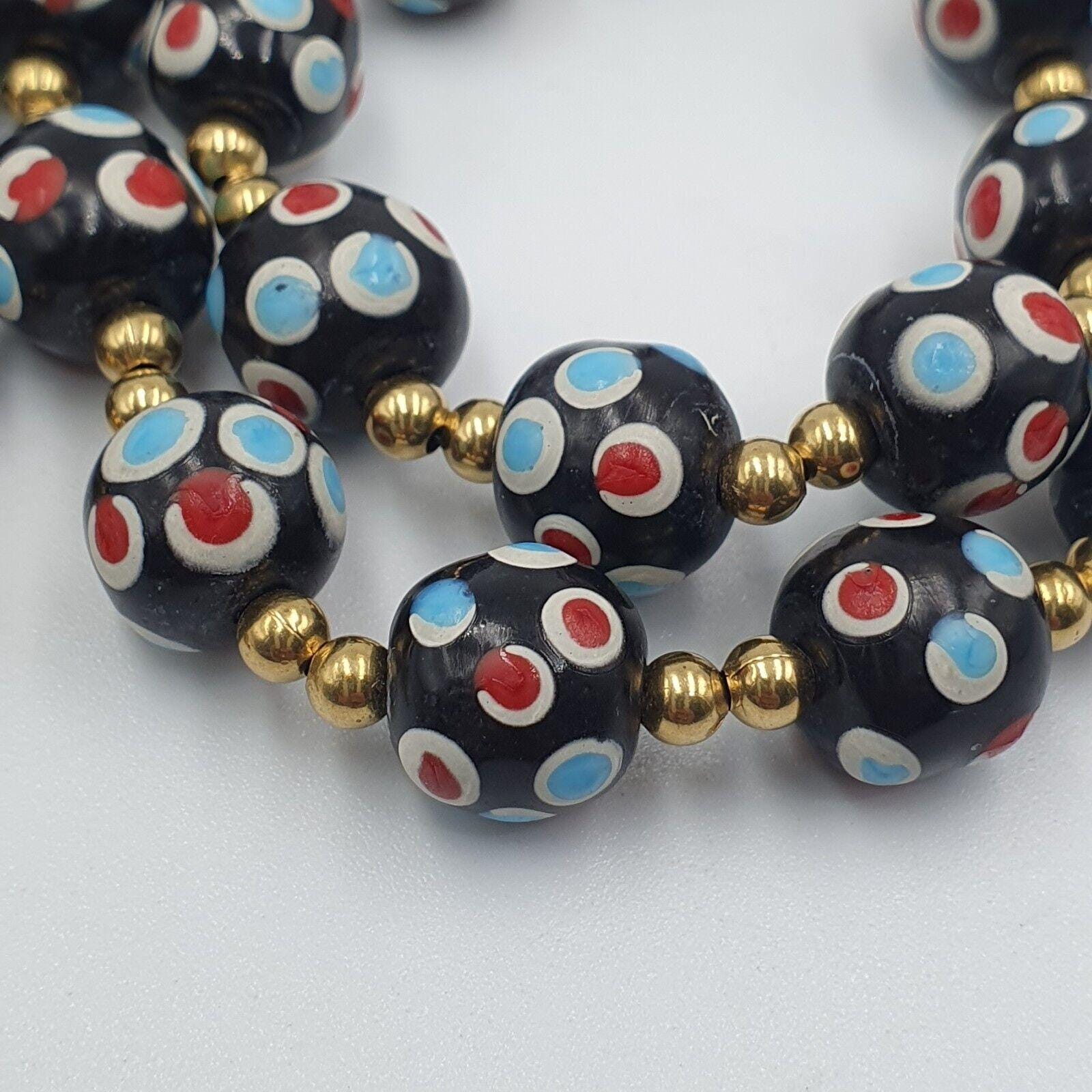 Venetian style skunk beads vintage thousand eyes beads strand
