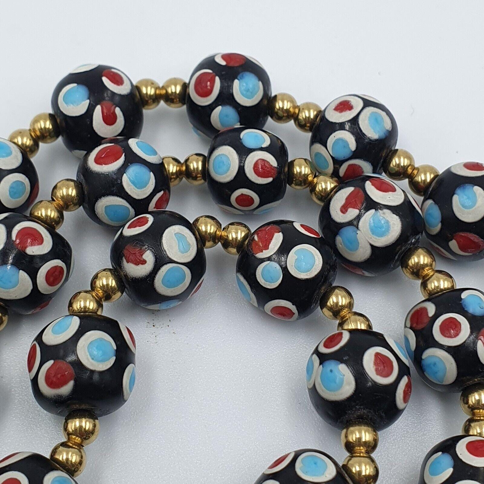Venetian style skunk beads vintage thousand eyes beads strand