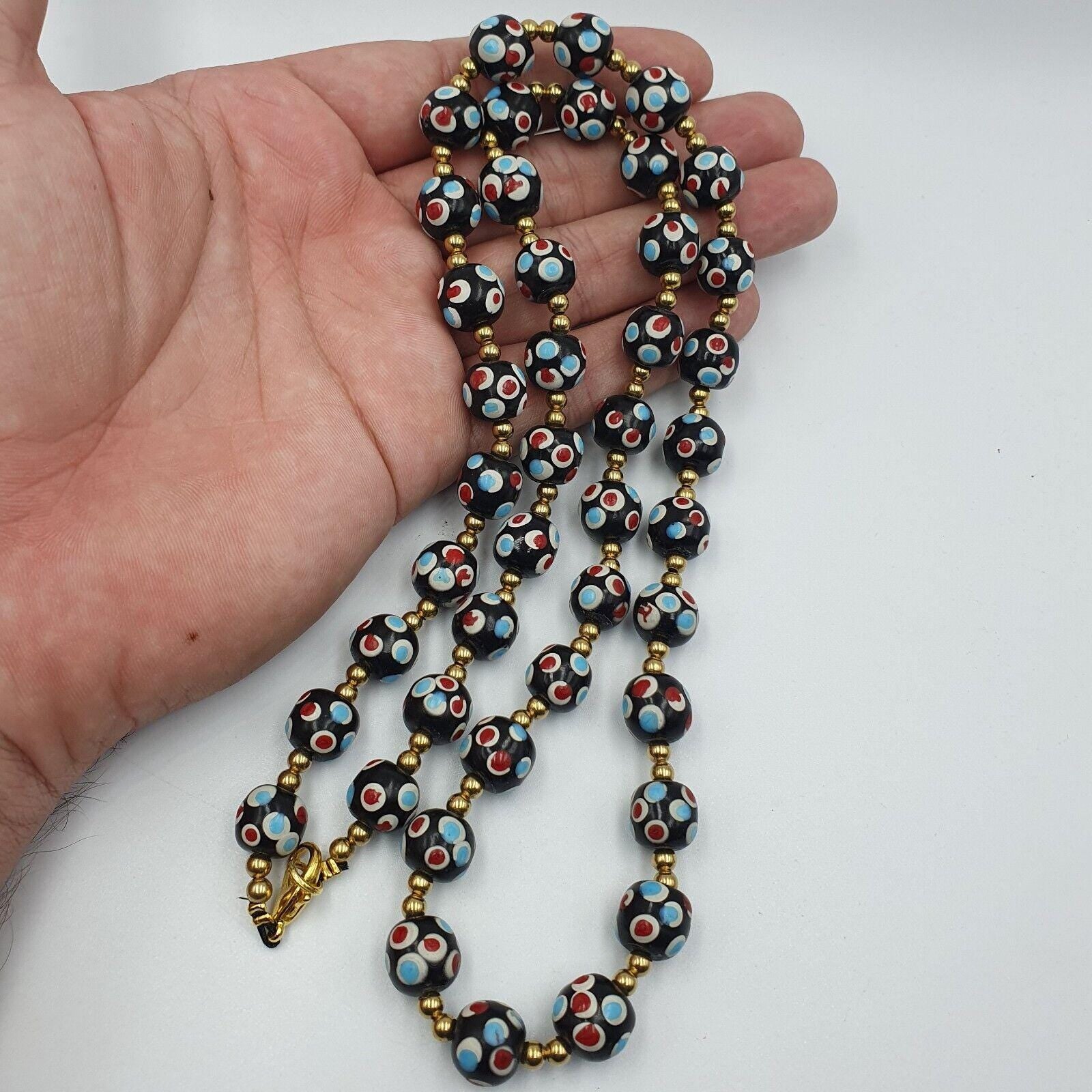 Venetian style skunk beads vintage thousand eyes beads strand