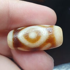 Unique pattern 2 eyes himalayan tibetan agate dzi bead amulet