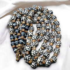 Black skunk venetian african trade beads dotted beads east oasis collection