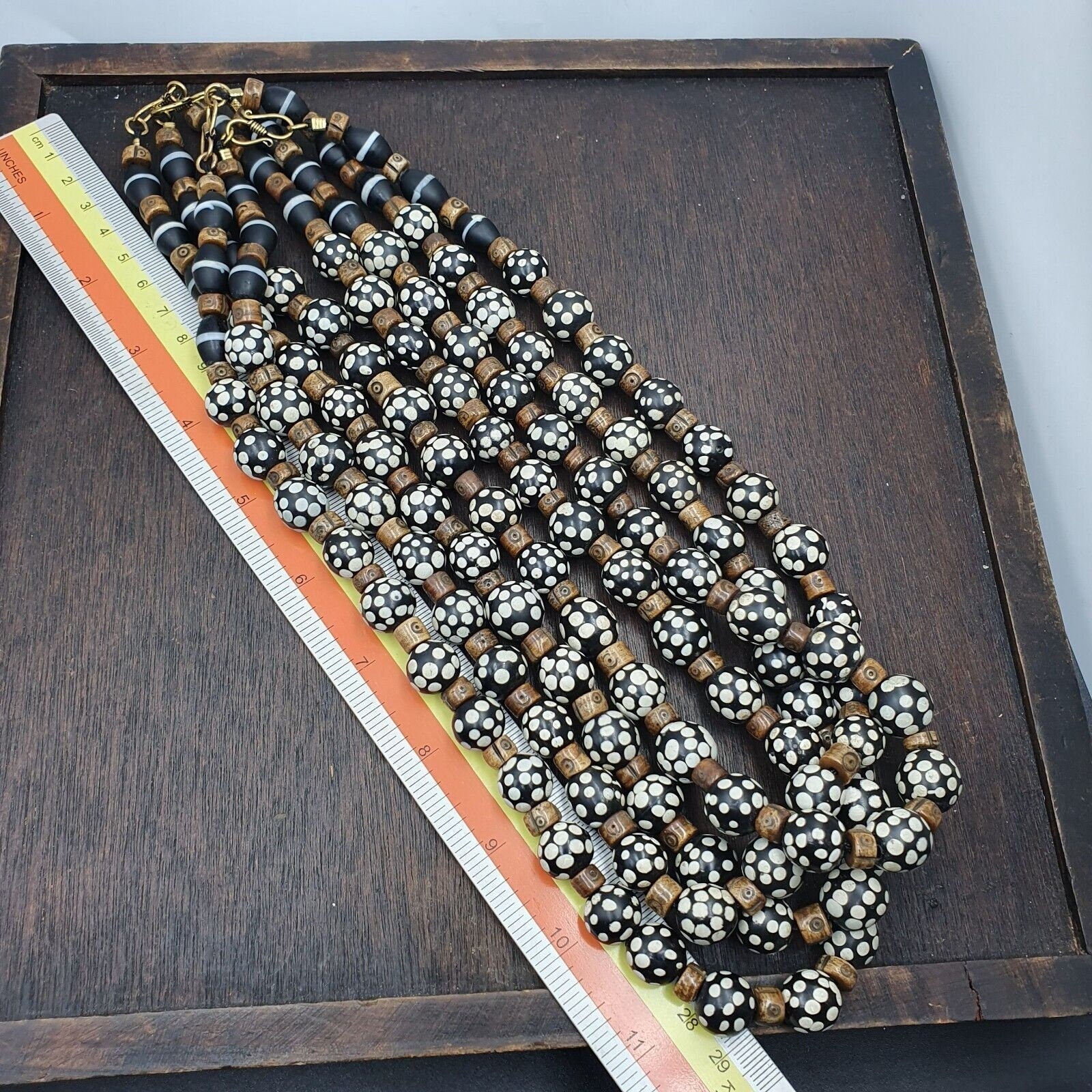 Black skunk venetian african trade beads dotted beads east oasis collection