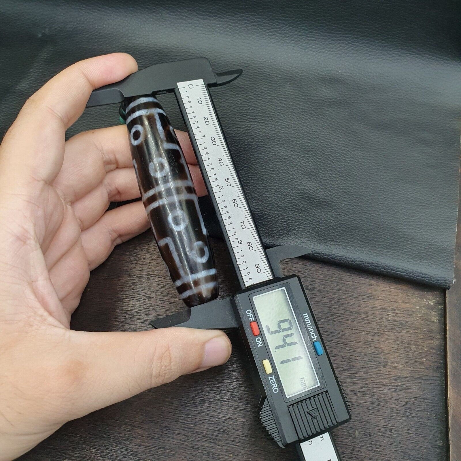 Large himalayan tibetan 12 eyes dzi agate bead with turquoise and lapis 94mm