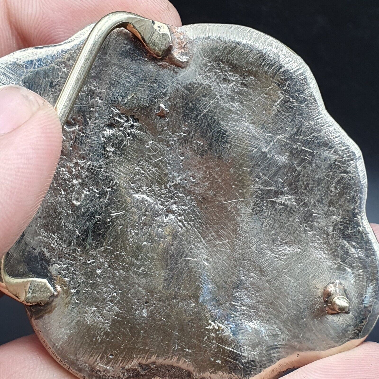 Big men's vintage natural turquoise metal silver gild engrave dragon belt buckle