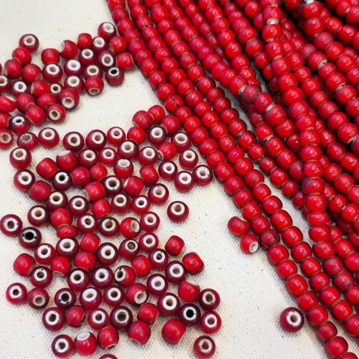 8mm venetian white heart trade beads necklace 24" long strand