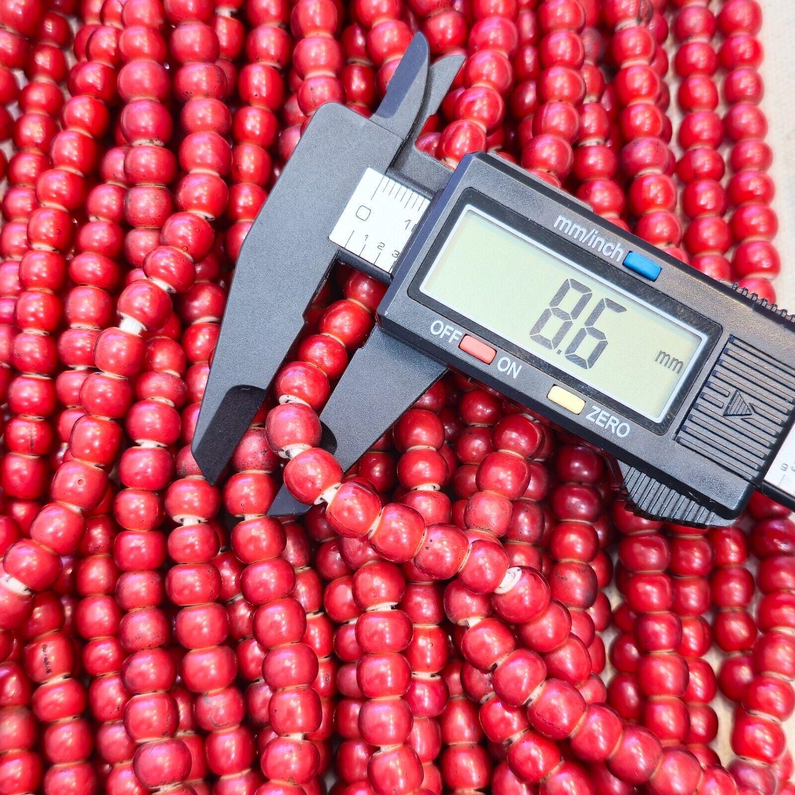 8mm venetian white heart trade beads necklace 24" long strand