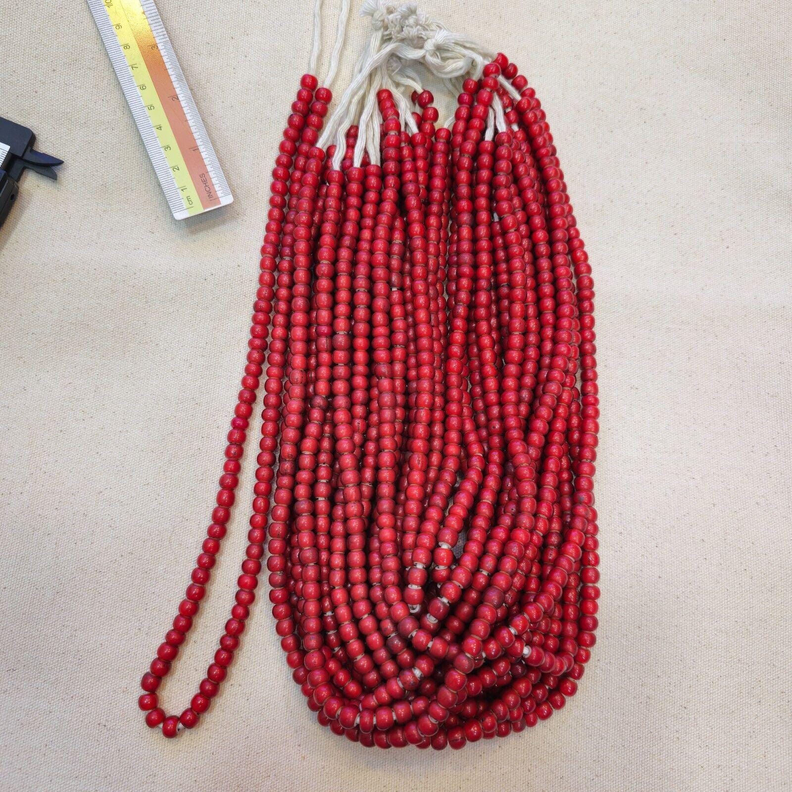 8mm venetian white heart trade beads necklace 24" long strand