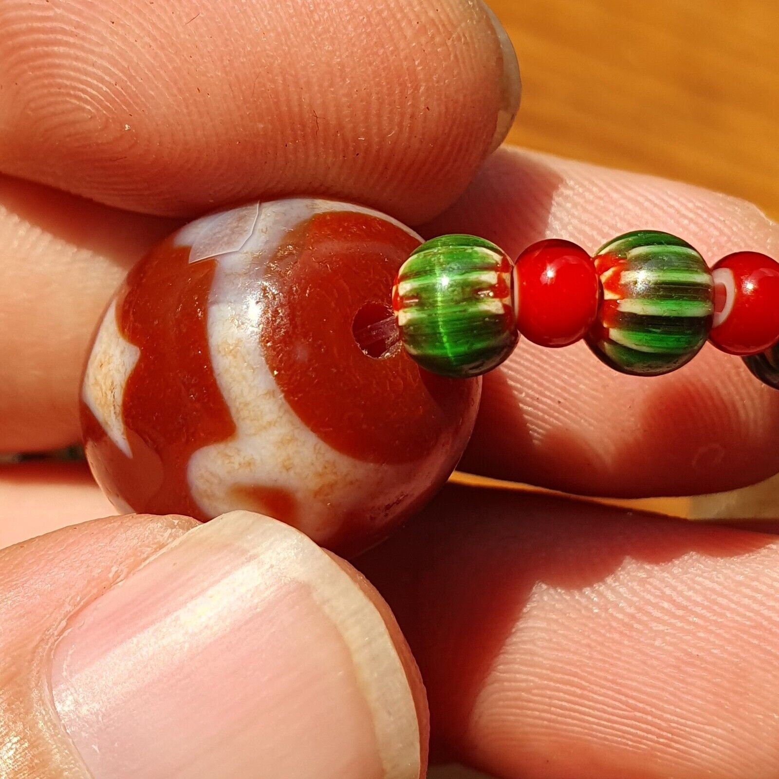 Himalayan crystals, chevron & tibetan red agate dzi spiritual amulet necklace