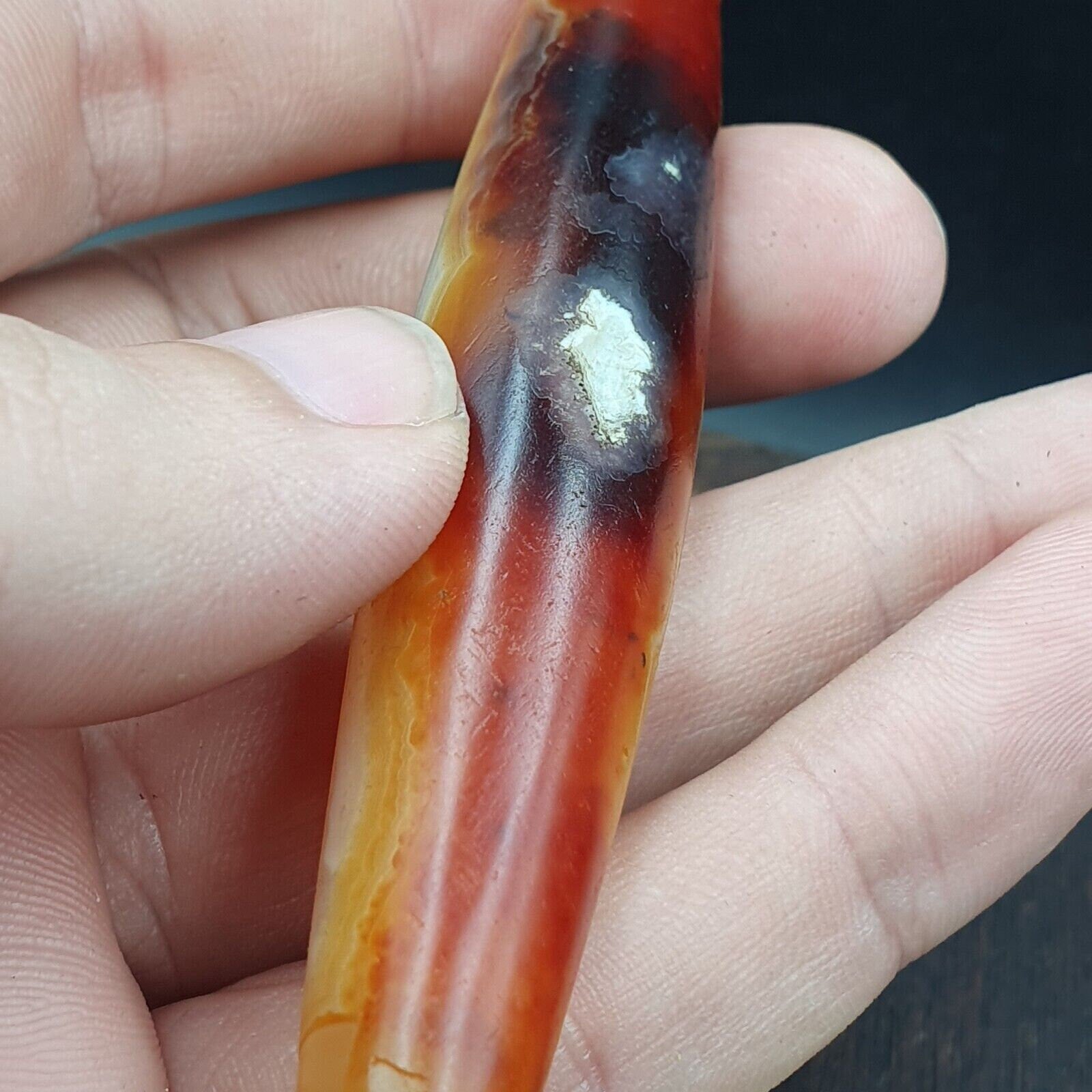 Antique yemeni old crystal agate middle eastern yellow agate bead -35y