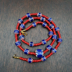 Vintage chevrons & white heart venetian multilayers glass beads necklace n-315Gift