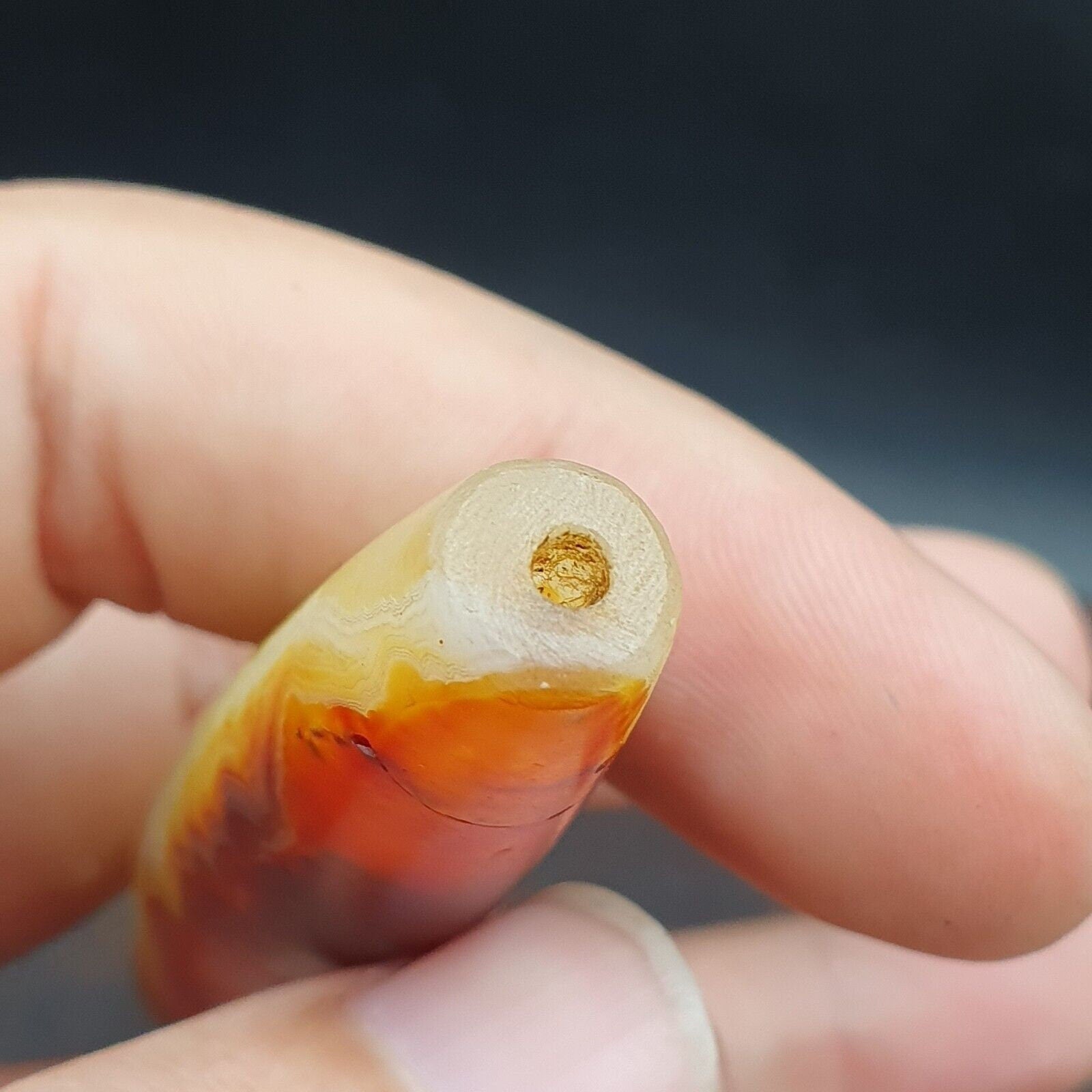 Antique yemeni old crystal agate middle eastern yellow agate bead -35y