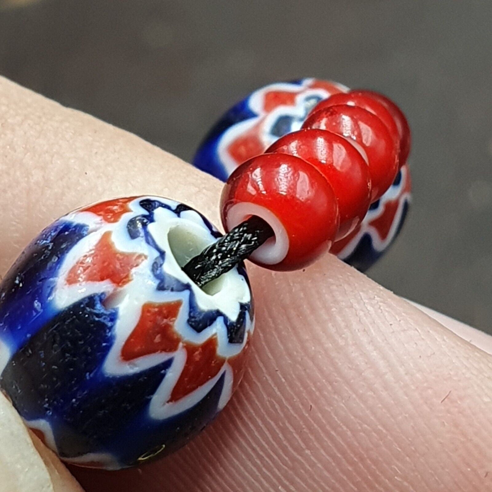 Vintage chevrons & white heart venetian multilayers glass beads necklace n-315Gift