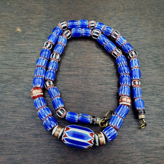 Vintage six layers chevron venetian style blue chevron beads necklace bcn-3