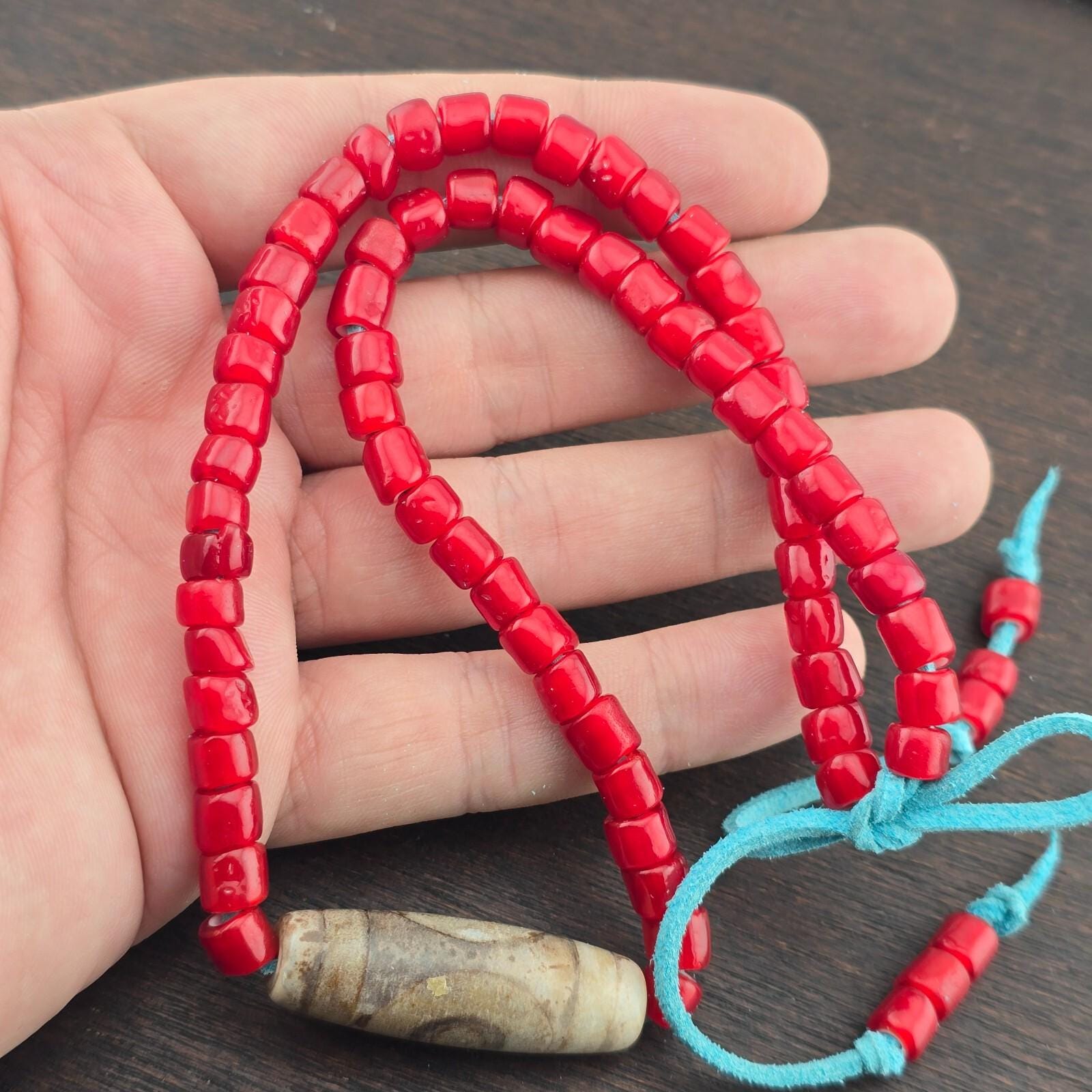 2 slide eyes old himalayan tibetan agate dzi bead red whitehert beads necklace