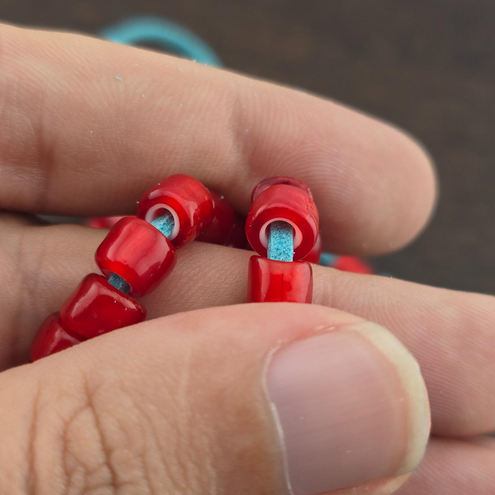 2 slide eyes old himalayan tibetan agate dzi bead red whitehert beads necklace