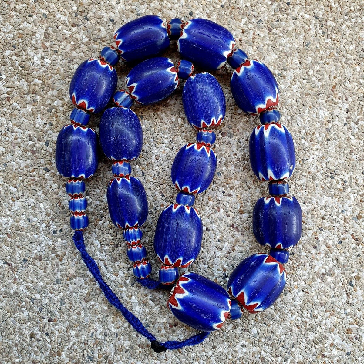 400 grams venetian style blue chevron glass beads big size long strandGift
