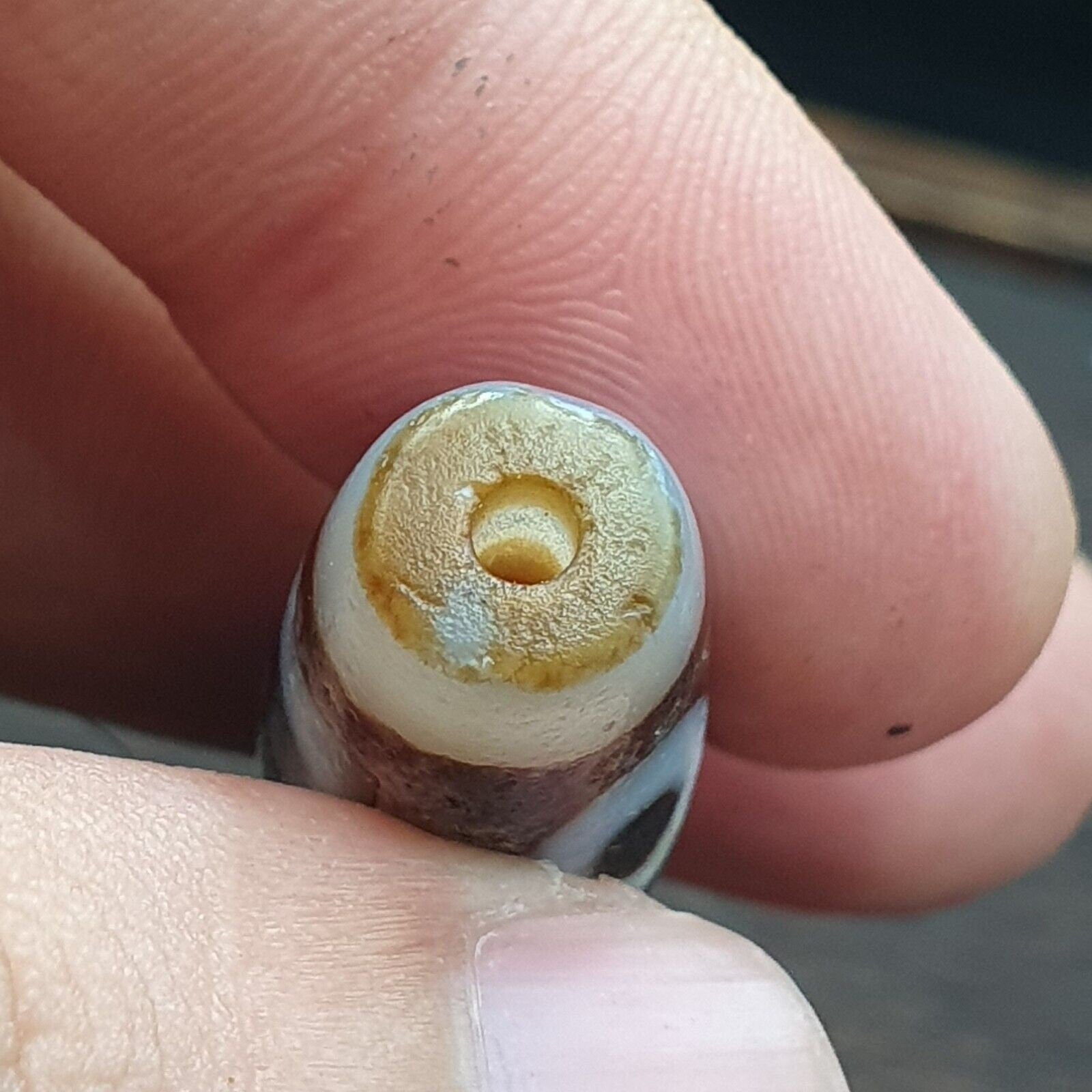 Vintage indo tibetan 2 eyes rare patterns dzi chung agate amulet bead