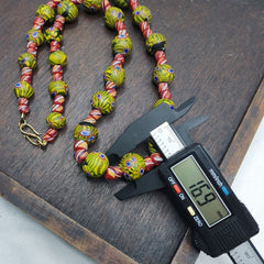 Vintage roman style green gabri eyes and african red glass beads necklaceGift