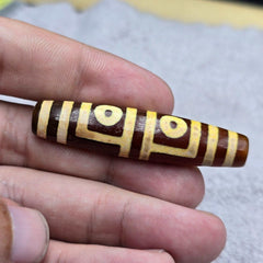 4 eyes himalayan tibetan agate dzi unique pattern spiritual amulet mala bead