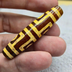 4 eyes himalayan tibetan agate dzi unique pattern spiritual amulet mala bead