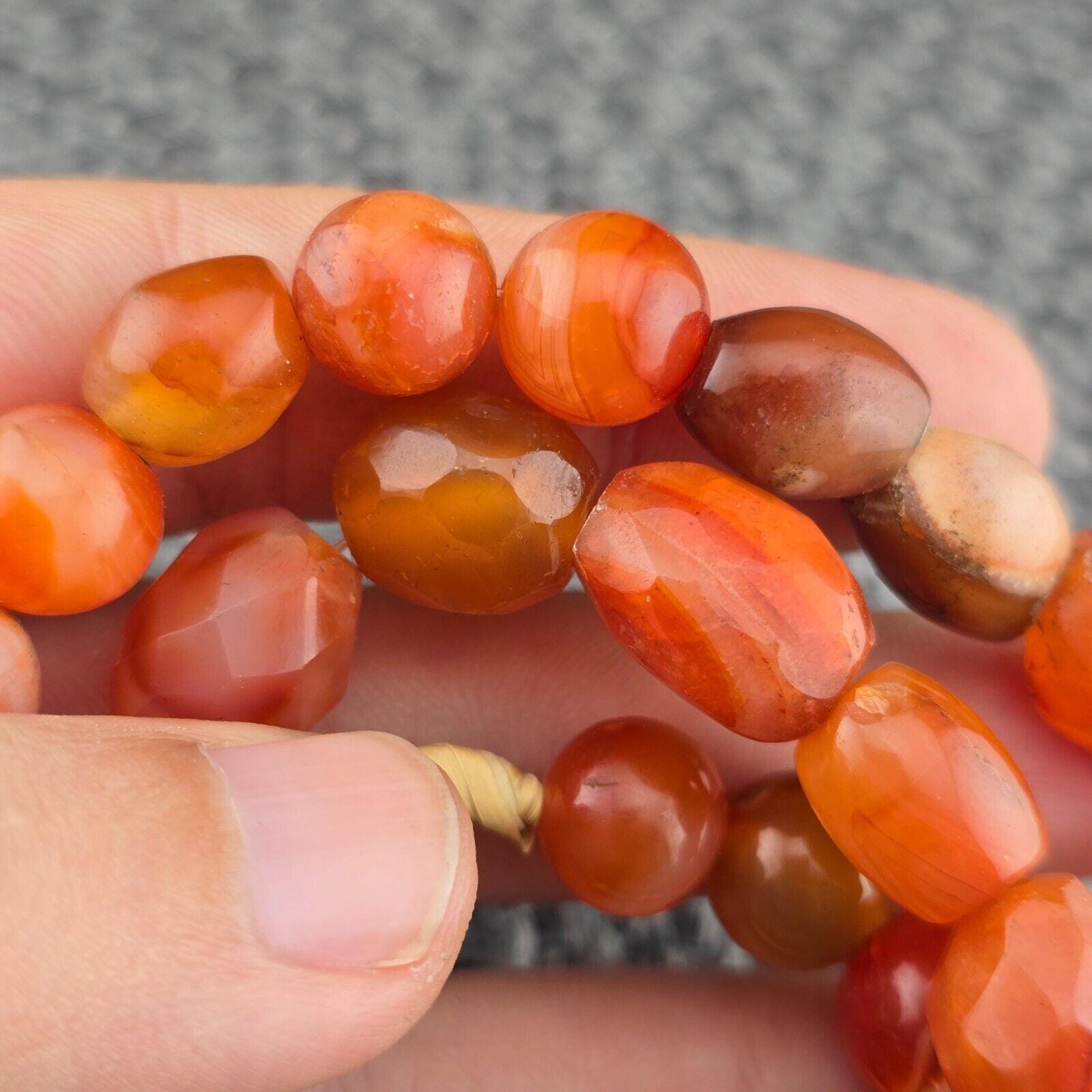 African carnelian mali antique agate beads beaded strand agt-2