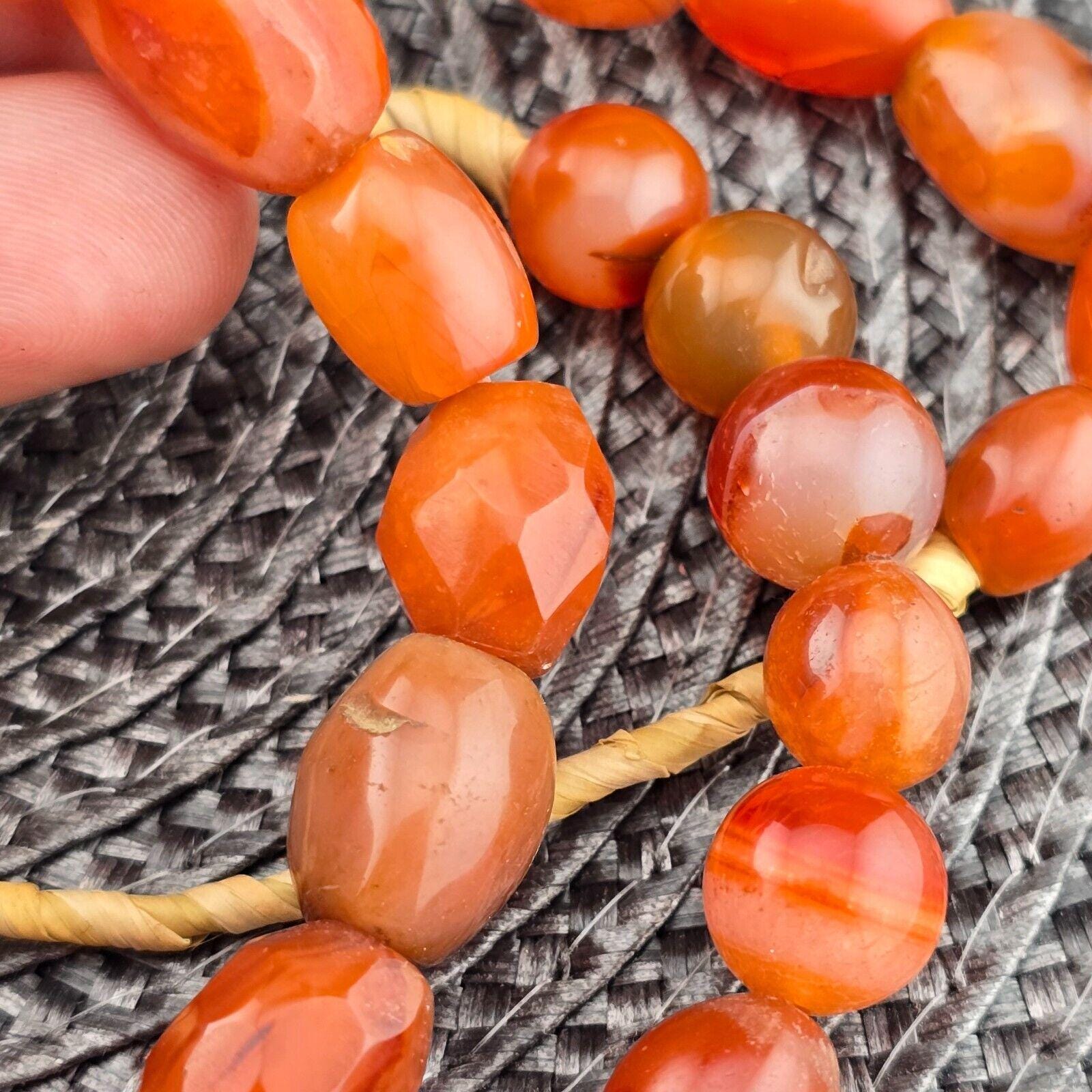 African carnelian mali antique agate beads beaded strand agt-2