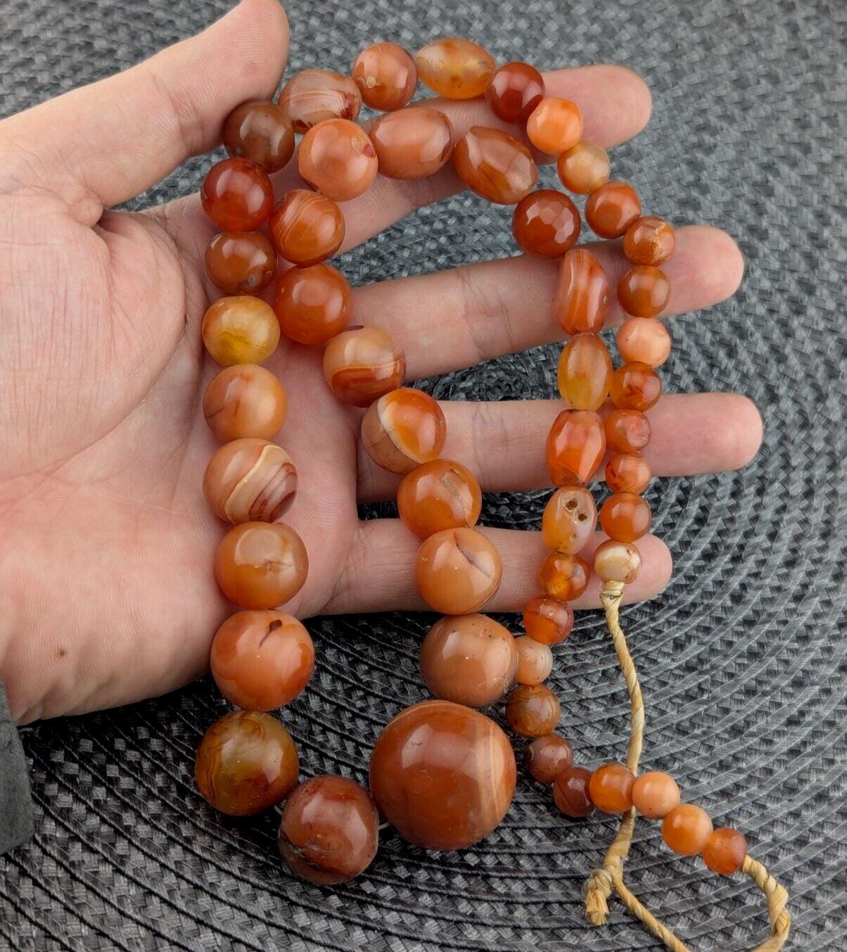 African carnelian mali antique agate beads beaded strand