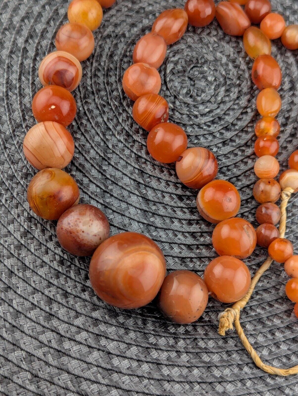 African carnelian mali antique agate beads beaded strand