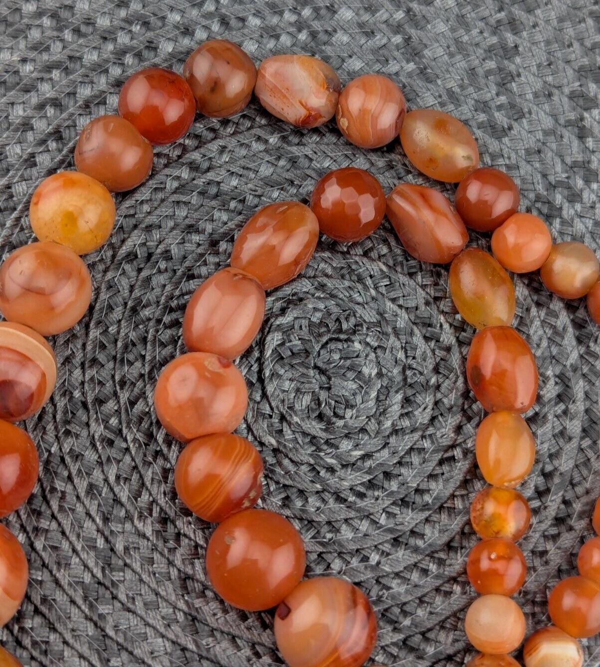 African carnelian mali antique agate beads beaded strand