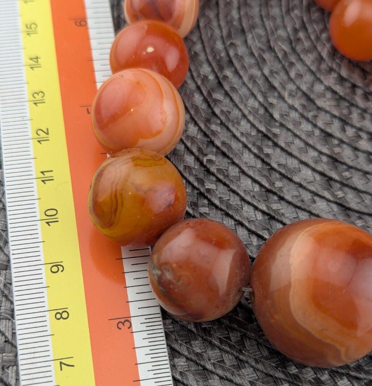 African carnelian mali antique agate beads beaded strand