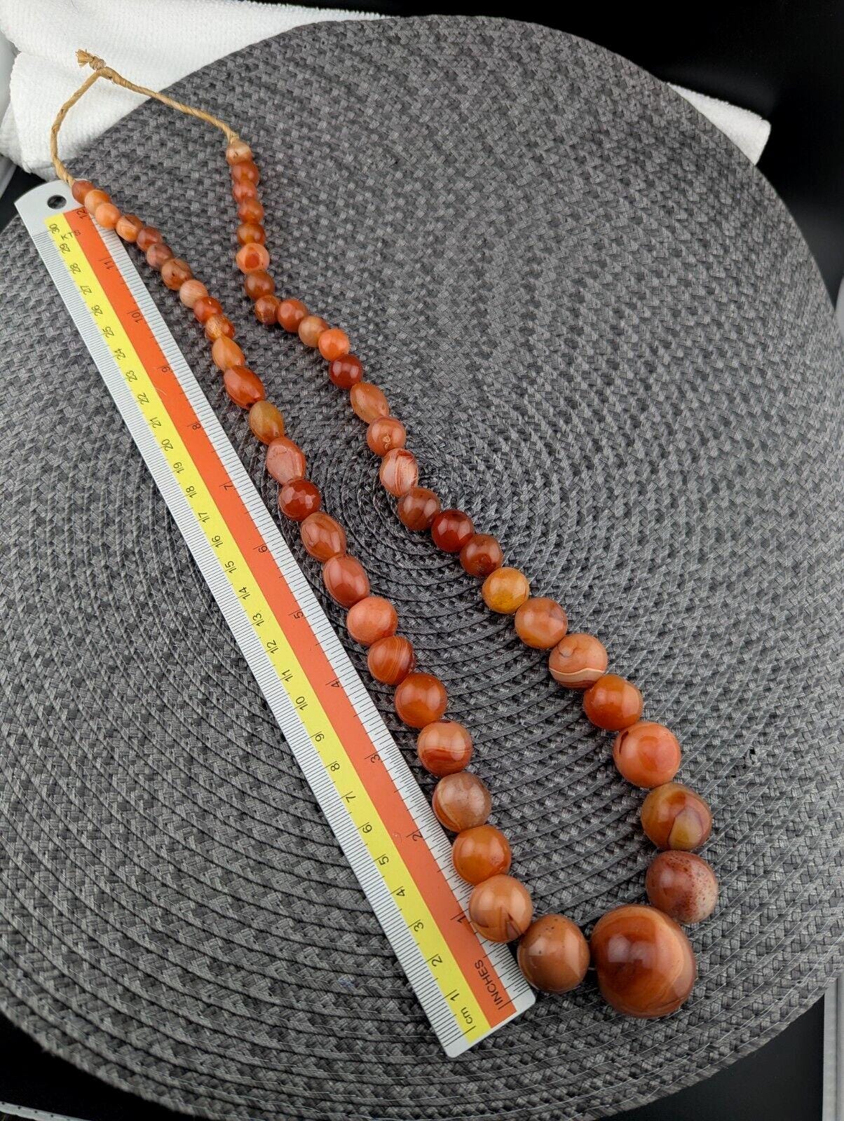 African carnelian mali antique agate beads beaded strand