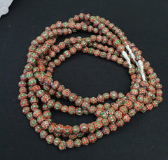 Tiny green red chevrons venetian beads african necklace 7mm