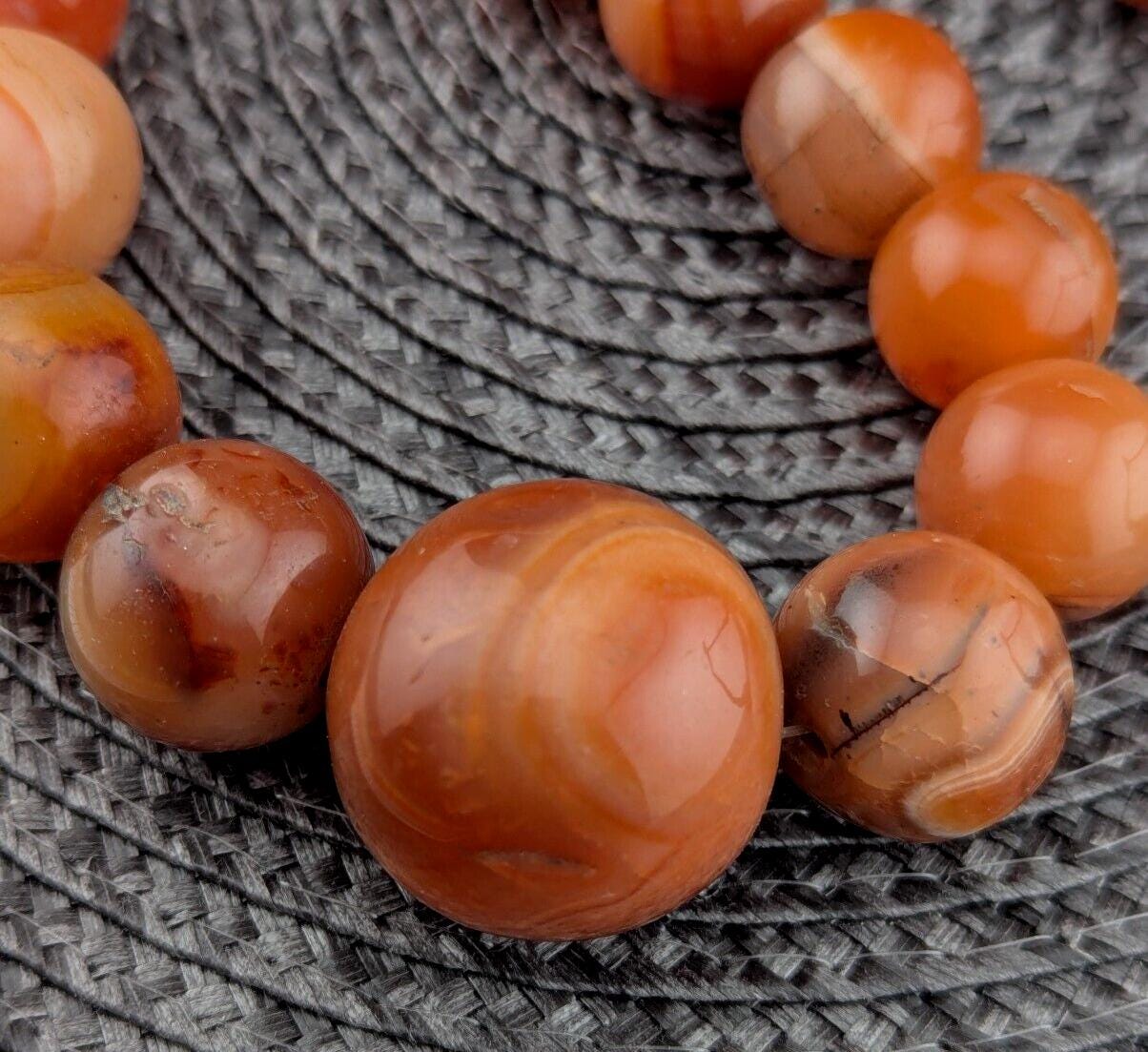 African carnelian mali antique agate beads beaded strand