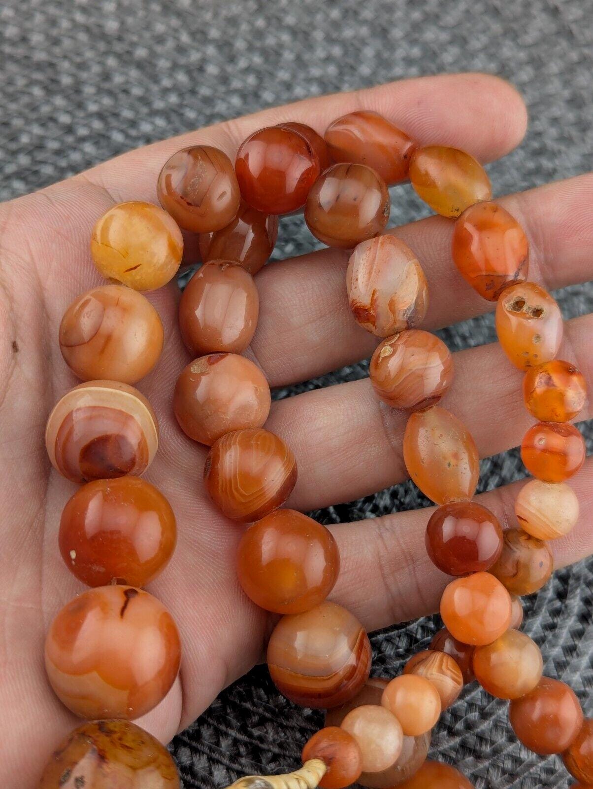 African carnelian mali antique agate beads beaded strand