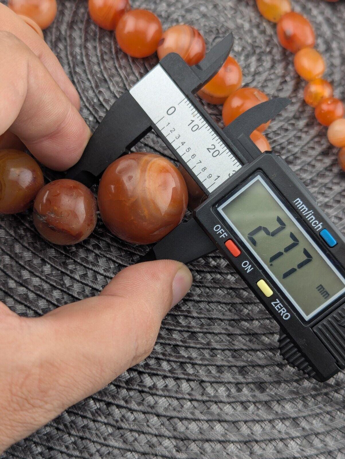 African carnelian mali antique agate beads beaded strand
