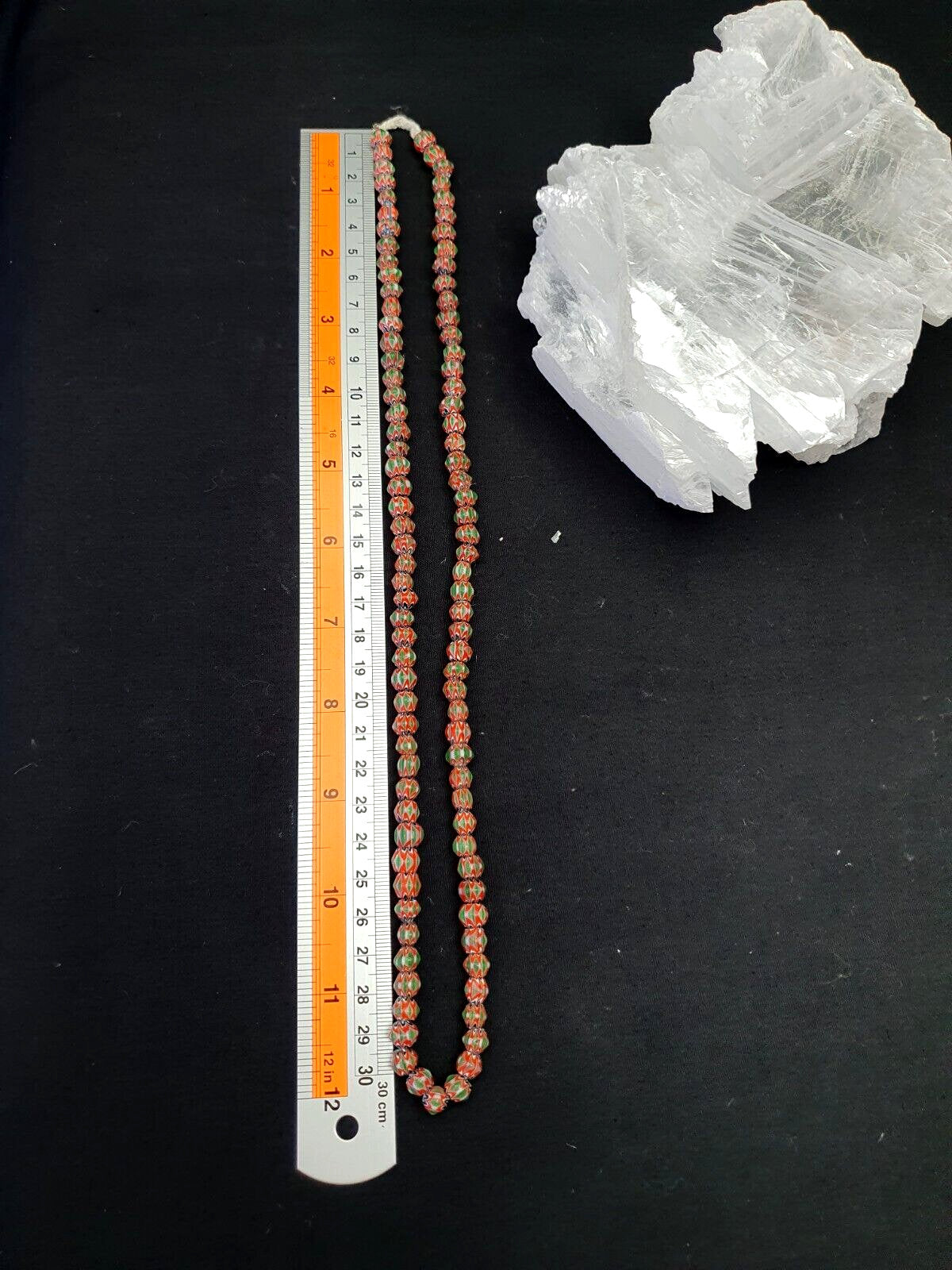 Tiny green red chevrons venetian beads african necklace 7mm