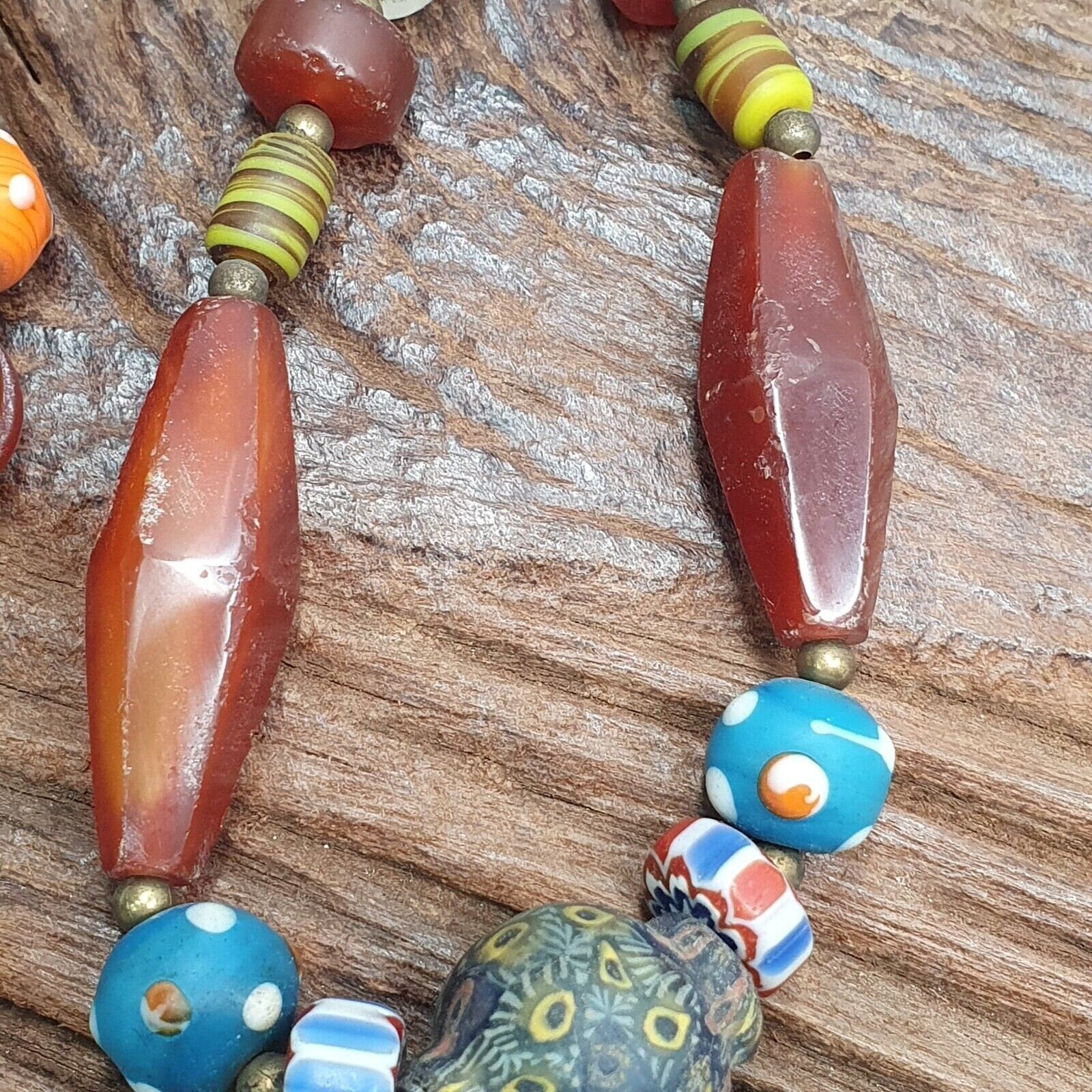 Rainbow Agate Crystal Glass Bead Necklace: African Strand Style