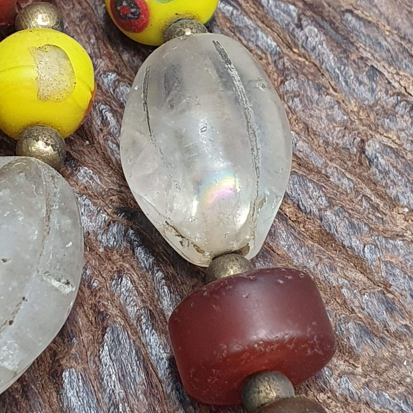 Rainbow Agate Crystal Glass Bead Necklace: African Strand Style