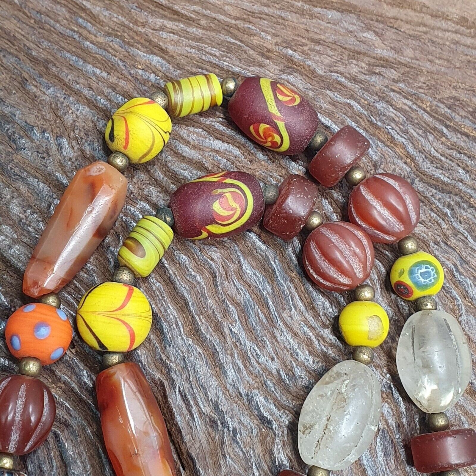Rainbow Agate Crystal Glass Bead Necklace: African Strand Style