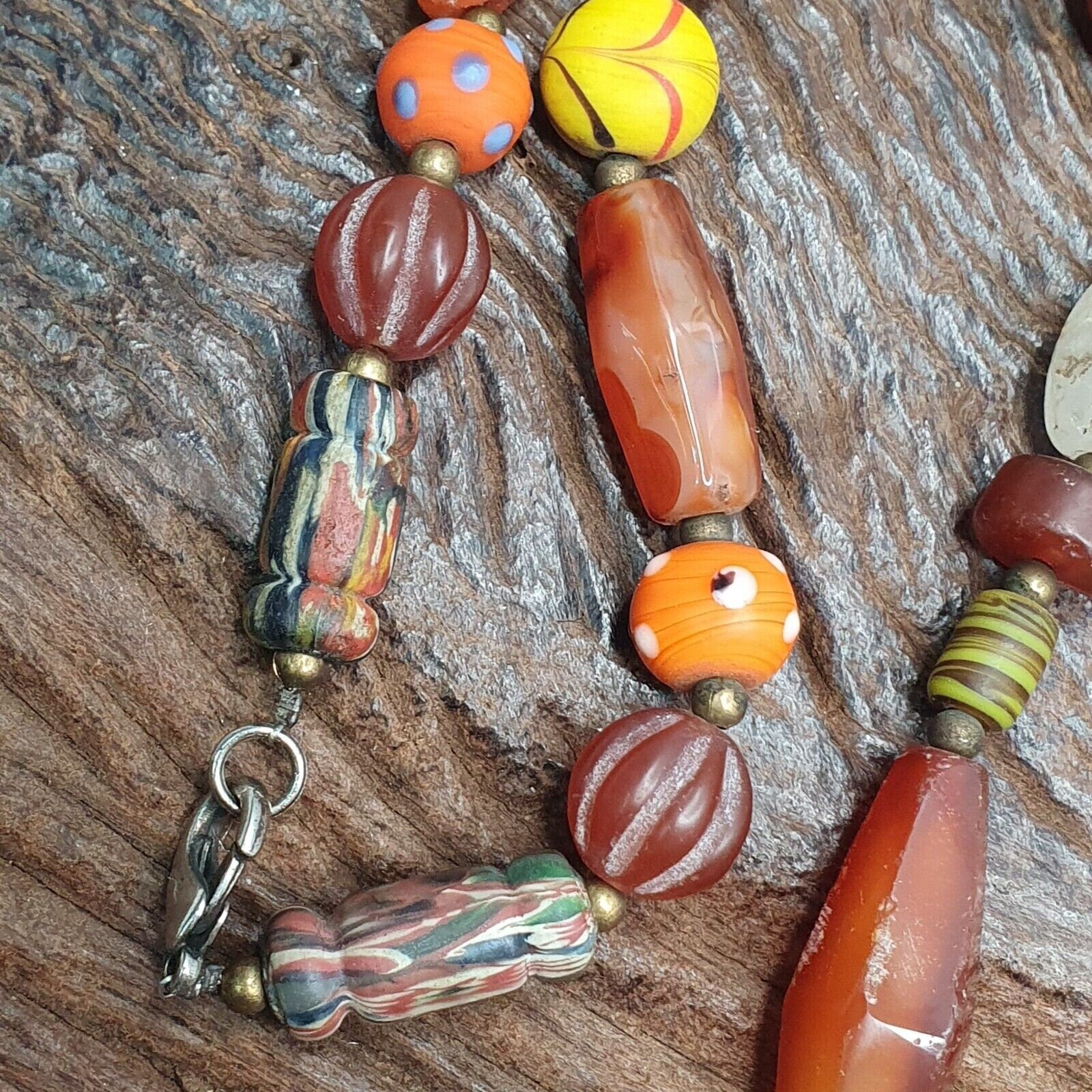 Rainbow Agate Crystal Glass Bead Necklace: African Strand Style