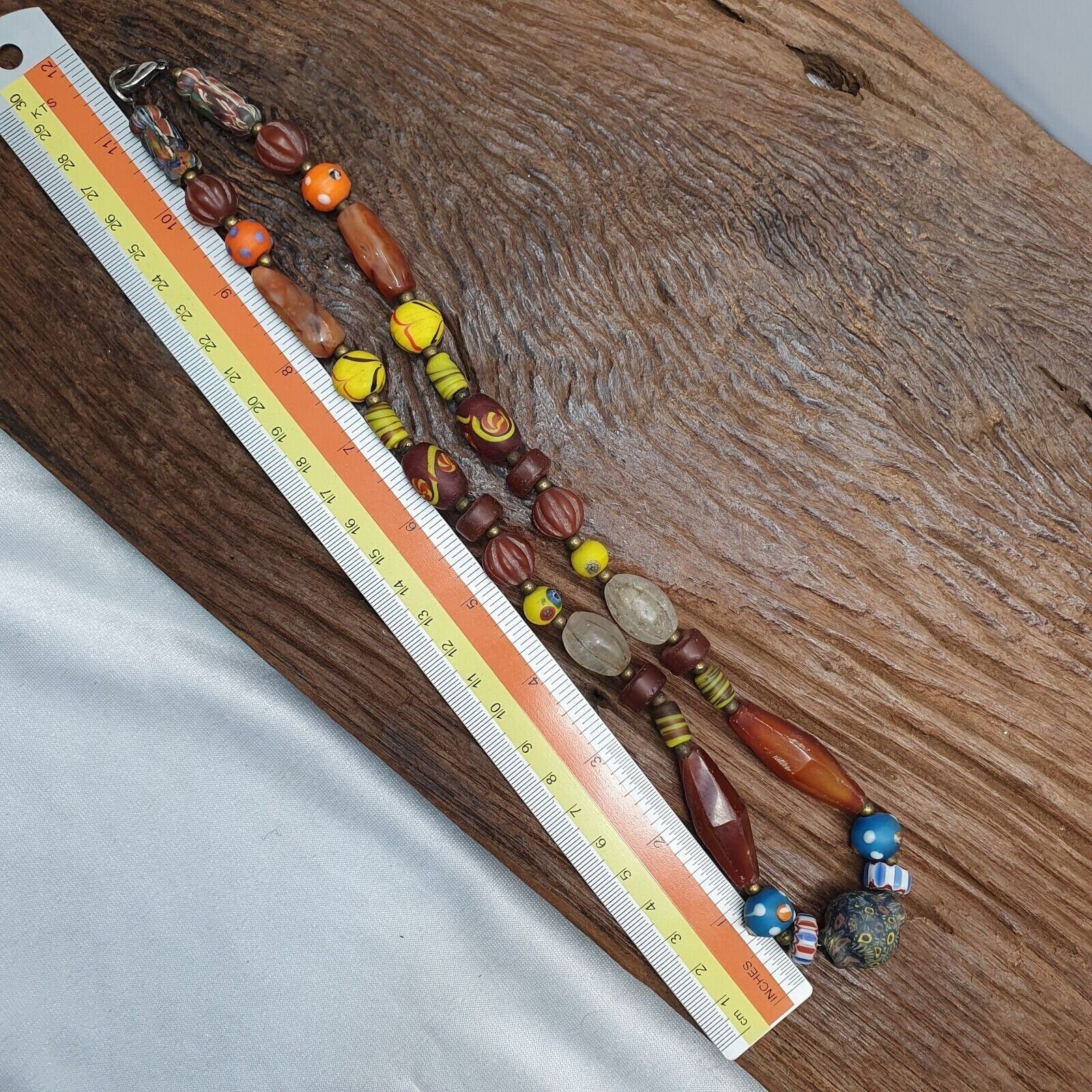 Rainbow Agate Crystal Glass Bead Necklace: African Strand Style