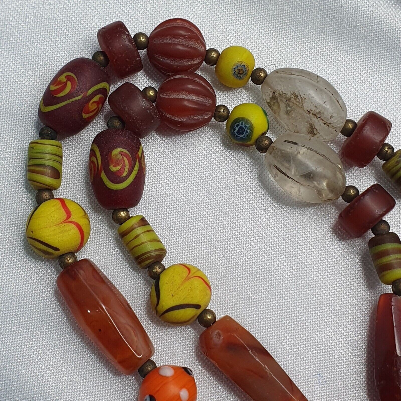 Rainbow Agate Crystal Glass Bead Necklace: African Strand Style