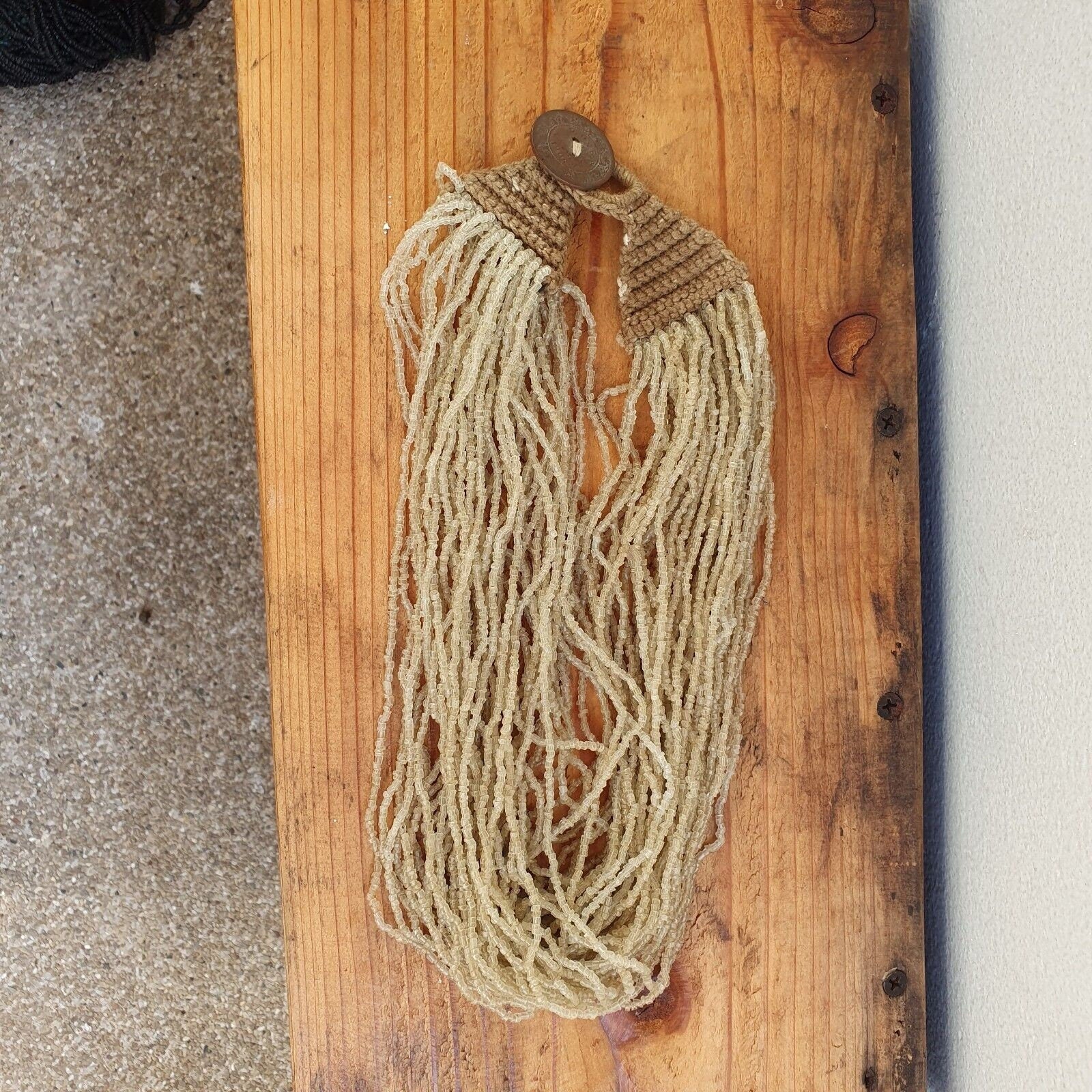 Vintage tiny crystal white seed glass beads with coin tribal jewelry necklaceGift