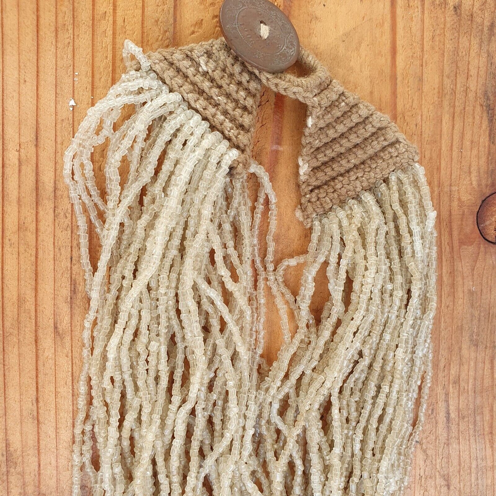 Vintage tiny crystal white seed glass beads with coin tribal jewelry necklaceGift