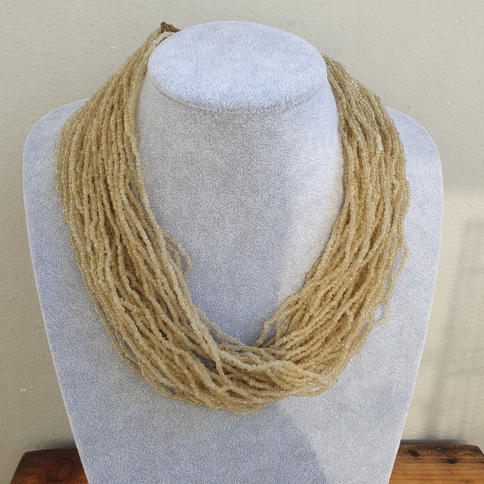 Vintage tiny crystal white seed glass beads with coin tribal jewelry necklaceGift