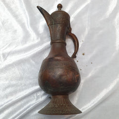 19th c antique bronze copper jug hand carved museum quality unique tea pot
