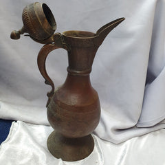 19th c antique bronze copper jug hand carved museum quality unique tea pot
